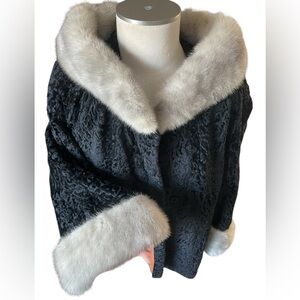 N.L. Kaplan Persian lamb and mink fur coat